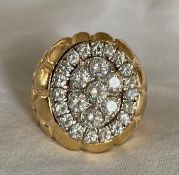 Men's 14K Yellow Gold and Diamond Nugget Style Ring