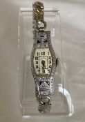 1930's Art Deco Style Olendorff Ladie's Watch with Diamond Chips