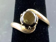 18K Yellow Gold Tiger Eye Ring