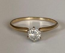 14K Yellow Gold Diamond Solitaire Ring