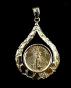 $5 Gold Eagle Set in 14K Gold Pendant