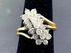 14K Yellow Gold Diamond Waterfall Ring