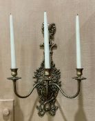 Pair of Patina Brass Wall Sconces