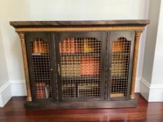 3 Door Faux Painted Console Cabinet with 3 Shelves