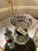 Asian Themed Bowl and Stand with Figurine