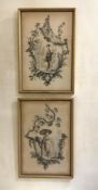 Pair of Framed Vintage Borghese English Chinoiserie Prints