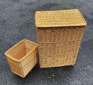 Wicker Hamper with Matching Trash Can