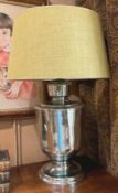 Mirrored Glass Urn Style Lamp with Jute Shade