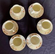 6pc set of Hall Autumn Leaf Tea Cup with Saucers