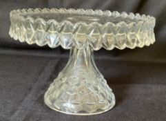 American Fostoria Clear Cube Pedestal Cake Stand