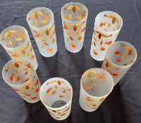 8 Hall Autumn Leaf Frosted Glass Beverage Glasses