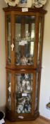 Corner Glass Front Lighted Curio Cabinet