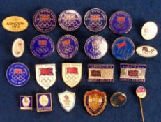 Olympic badges, a collection of 22 GB official team enamel badges for Summer & Winter Games inc.