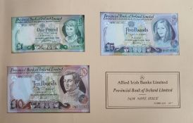 Bank Notes, Presentation Album Provincial Bank of Ireland Limited New Note Issue February 1977.