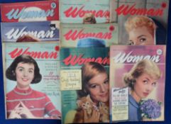 Magazines, Woman, approx. 100 copies from 1957 and 1958, a glimpse into the past with interesting