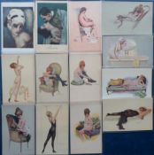 Postcards, Glamour, a glamour selection of 13 cards, mostly lingerie studies, artists inc. A