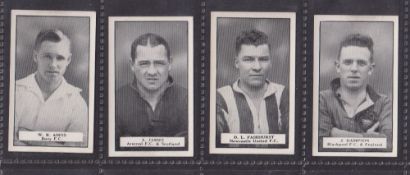 Trade cards, Football, Teasdale Famous Footballers, 4 cards W R Amos, A James, D Fairhurst & J