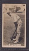 Cigarette card, Wills, Cricket Season 1928/29, type card, Donald Bradman NSW (slight grubby edges,
