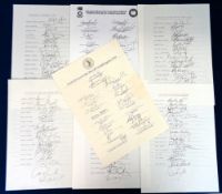 Cricket autographs, South Africa, a collection of 7 fully signed Tour sheets for visits to the UK