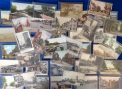 Postcards, London, Kent, Essex, Bucks, a collection of 40+ cards RPs, printed and artist drawn to