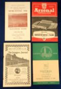 Football programmes, Fulham v Bury 1936/7 Division 2 (rs), at Fulham GB v France 5 August 1948