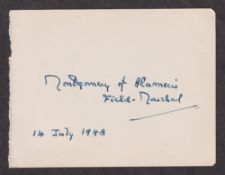 Autograph, Military, Montgomery of Alamein Field Marshal (1887-1976) dated 14 July 1948, 1st