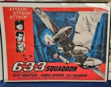 Film poster, 633 Squadron, an original 1960's re-release UK Quad poster from the WW2 Epic starring