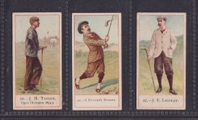 Cigarette cards, Cope's, Cope's Golfers, three cards, no 22, J.H. Taylor, no 23 A Duffer's
