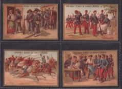 Trade cards, Liebig S124 Uniforms of Different Countries (French Language), (set 6 cards) (gd)