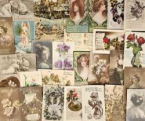 Postcards, a subject mix of approx. 700 cards, mainly greetings inc. Birthday, Christmas, New