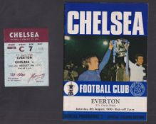 Football programme & ticket, Chelsea v Everton, F.A. Charity Shield, 8 August 1970, official