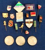Olympic badges & coins, Munich 1972, a selection of 17 enamel pins and badges inc. several