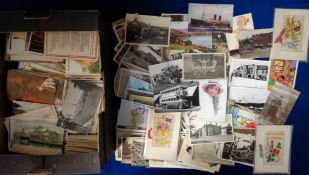 Postcards, approx. 2000 mixed subject mixed age cards to include shipping, buses, rail, sports,