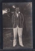 Postcard / autograph, K.S. Duleepsinhji, Postcard by Nias of Brighton, signed in blue ink (unused,