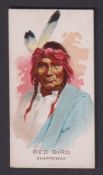 Cigarette card, USA, Allen & Ginter, Celebrated Indian Chiefs, type card, Red Bird, Chippeway (