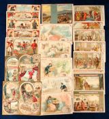 Trade cards, Liebig, six Italian edition sets, Famous Regiments S641, Salt S642, Dreams S645,