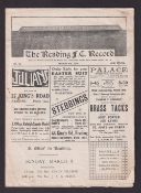 Football programme, Reading Reserves v Tottenham Reserves, 8 March 1930, London Combination (