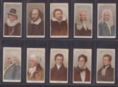 Cigarette cards, Player's, Famous Authors & Poets (Wide), (set 20 cards) (gen gd a few fair)