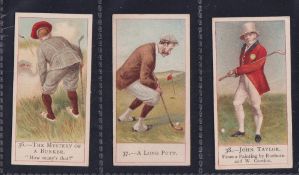 Cigarette cards, Cope's, Cope's Golfers, three cards, no 36, The Mystery of a Bunker, no 37 A Long