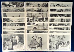Cinema, Roy Rogers, 3 sets of 8 1940s lobby cards to comprise The Golden Stallion, Eyes of Texas and