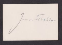 Autograph, Music, Jean Sibelius (1865-1957), Finnish composer, a cream card (approx. size 11.5 x 7.5