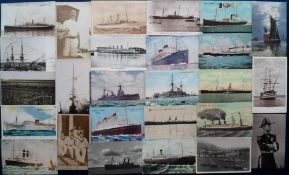 Postcards, Shipping, approx. 100 cards a selection of early cards, RPs, printed and artist drawn, to