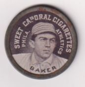 Tobacco issue, USA, ATC, Baseball, Sweet Caporal Domino Discs, type, Baker, Phila. Athletics (gd) (