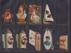 Cigarette cards, USA, Kinney, Novelties, 18 different cards, (Die Cut, 9 cards) & (Circular,