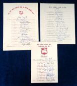 Cricket autographs, West Indies, 3 fully signed Official Tour sheets for 1973, 1976 & 1979,