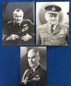 Autographs, RAF, 3 signed photographs to comprise Marshal of the RAF John Slessor (1897-1979), Air
