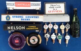 Advertising, Brewing, a collection of items to comprise 9 ceramic optics (King George IV Whisky,
