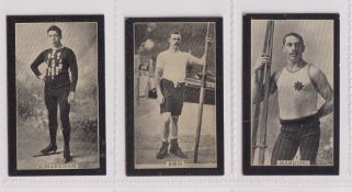 Cigarette cards, Smith's, Champions of Sport, Golf, three cards, no 29 S. Markham Speed Skater, no