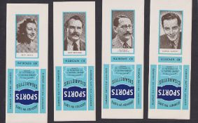 Cigarette cards, Phillips, Radio Stars (Sports Package issue) (set of 50 all on uncut 10 paper