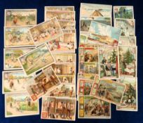 Trade cards, Liebig, six German edition sets, The Glass Industry I S652, Volcanoes S653, The